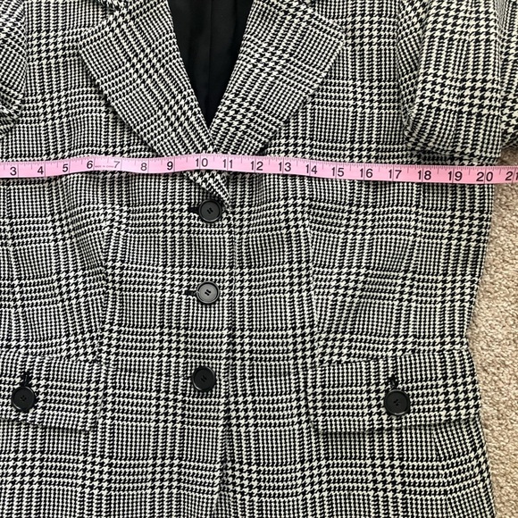 Ann Taylor Black White Houndstooth Plaid Blazer Size 4 - Picture 6 of 7